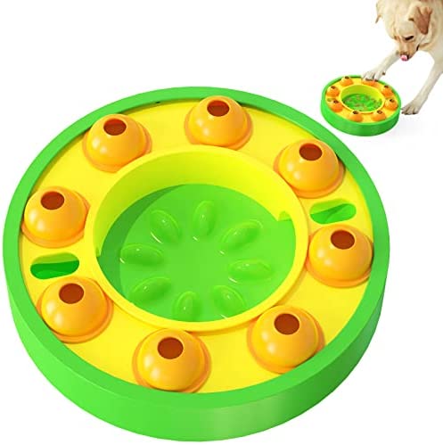 Pet Puzzle Toys Slow Feeder Bowl 2 in 1,Pet Push Slow Food Bowl ,Smart Food Dispenser,Puzzle Games, Interactive IQ Mental Training for Pet,Funny Feeding for Dogs,Cats,Non-Slip
