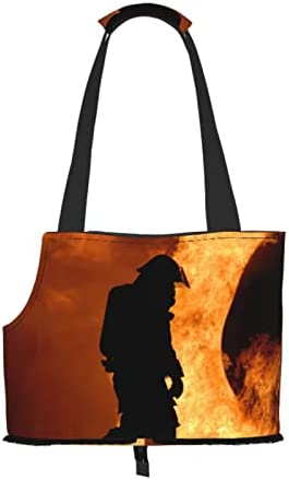 Soft Sided Travel Pet Carrier Tote Hand Bag Firefighter-Fire-Proud Portable Small Dog/Cat Carrier Purse