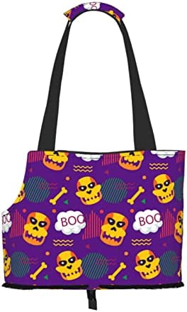 Soft Sided Travel Pet Carrier Tote Hand Bag Halloween-Skull-Novelty Portable Small Dog/Cat Carrier Purse