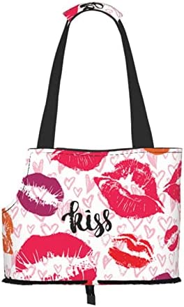 Soft Sided Travel Pet Carrier Tote Hand Bag Kisses-Lips-Kiss-Pink-Mouth Portable Small Dog/Cat Carrier Purse