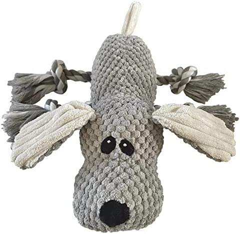 Squeaky Dog Toys for Large Medium and Small Dogs, Interactive Stuffed Plush Dog Chew Toy with Squeaker and Rope, Teeth Cleaning Pet Toy