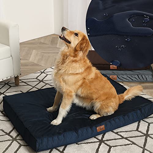 Tail Stories Outdoor Dog Bed, Waterproof Dog Bed for Medium Large Extra Large Dogs, Orthopedic Dog Mattress Bed with Egg Crate Foam and Removable Chew Proof Cover for All Season