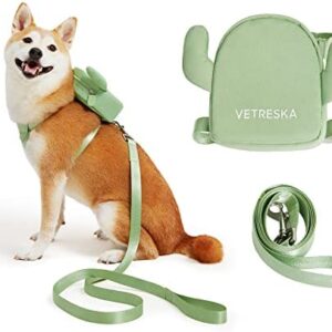 VETRESKA Dog Harness with Leash Set, No Pull Adjustable and Breathable Pet Vest Harness with Bags for Small Medium Large Dogs and Cats