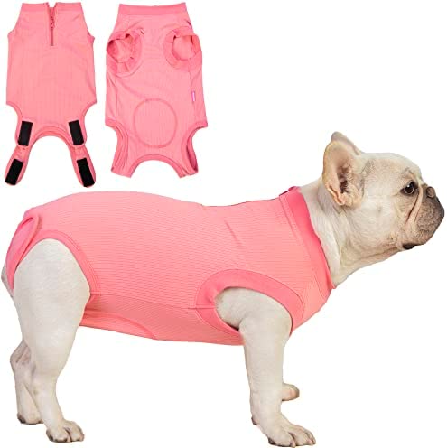 Wabdhaly Dog Surgery Recovery Suit,Large Suit for Female Spay Male Dogs Surgical Recovery,Cover Wound,Stitches Body Suit,Blank Rose XL