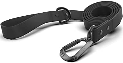 Waterproof Premium Black Dog Leash - Biothane Dog Leash with Locking Carabiner Will Look New for Years. This Thick Leash for Large Dogs is not to be Handled with Care. Zero Maintenance (5ft)