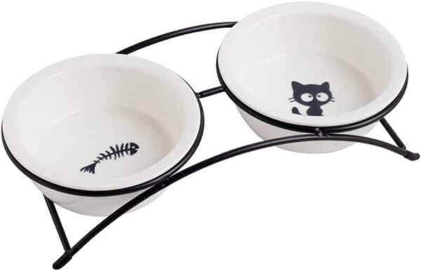 ZONEYILA Cat Bowls,Dog Bowls,Ceramic Elevated Pet Raised Cat Food Bowls Set,12 Ounce cat Bowls with Stand,Dishwasher Safe