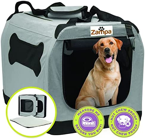 Zampa Dog Crates for Extra Large Dogs Size 48”x31”x31” Pet Carrier | Portable & Collapsible & Foldable Crates for Car Travel, Outdoor & Indoor + Carrying Case.