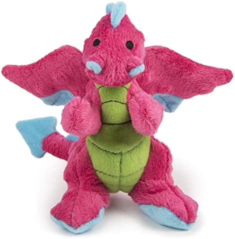 goDog Bubble Plush Dragons Squeaky Dog Toy, Chew Guard Technology - Pink, Small