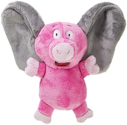 goDog Flips Pig-Elephant Silent Squeak Plush Dog Toy, Chew Guard Technology - Pink, Small