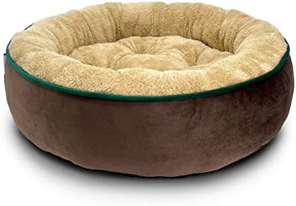 WoliPet Doughnut Dog Bed Cozy Cuddler Bed Machine Washable Round Pet Bed for Small and Medium-Sized Cats and Dogs Anti-Slip Bottom.(23 inches. Brown. M.)