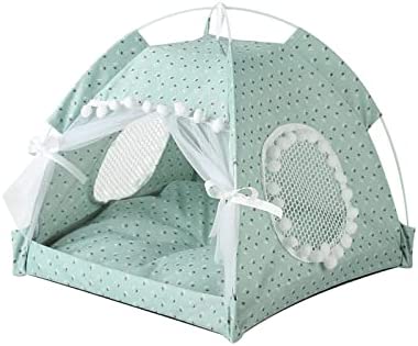 WODMB Pet Dog Tent House Flower Print Enclosed Cats Tent Bed Indoor Folding Portable Cozy Kitty Bed Kennel for (Color : B, Size : M Code)