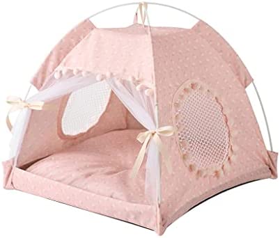 WODMB Pet Dog Tent House Flower Print Enclosed Cats Tent Bed Indoor Folding Portable Cozy Kitty Bed Kennel for (Color : A, Size : L Code)