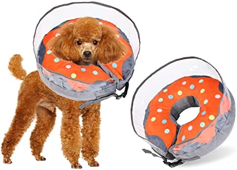 Dog Cone, Soft Inflatable Dog Cone for Small Medium and Large Dogs, Dog Cone Alternative After Surgery to Prevent Licking and Scratching, Donut Cone for Dogs(Grey，S-(Neck: 5-8 in)
