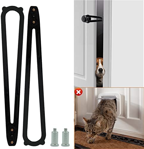 2 PCS Cat Door Holder Latch, Extra Large Alternative of Interior Cat Door and Pet Gates, Installs Adjustable Flex Latch Strap Fast, Let Cats in and Keeps Dogs & Babies Out of Litter Box（Black Large）