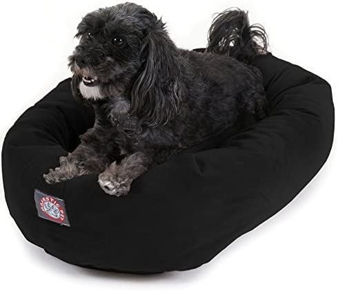 24" Black Suede Bagel Dog Bolster Bed by Majestic Pet Products