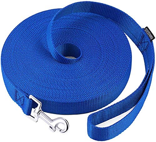 AMAGOOD Dog/Puppy Obedience Recall Training Agility Lead-15 ft 20 ft 30 ft 50 ft Long Leash-for Dog Training,Play,Safety,Camping (15 feet, Blue)