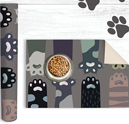 Art Maison Dog Bowl Mat for Food and Water, Pet Food Mat, Dog Food Mat for Floor Waterproof, Non Slip Heavy Duty Rug Mat, 17 X 30 Inches