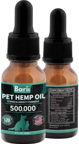 Barii Wellness (2 Pack Hemp Oil for Dogs and Cats Anxiety Stress Pain Reliever - Inflammation Relief - Joint, Hip and Sleep Aid - Organic Hemp Extract Oil Drop- 1 fl oz