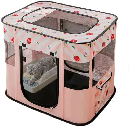 Carroza Portable Foldable Pet Playpen Collapsible Crates Kennel Playpen for Dog cat and Rabbit &Travel playpen Outdoor or Indoor (M, Pink)