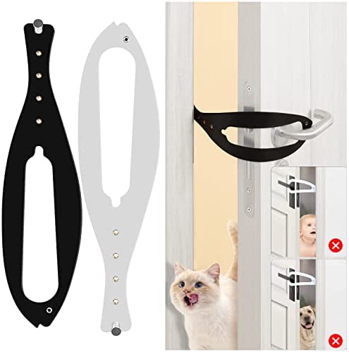 Cat Door Holder Latch, Strong Flex Latch Strap Cat Door Stopper, Cat Door Alternative to Keep Dogs Out of Cat Litter and Food, No Measuring Easy to Install, 2 Pack