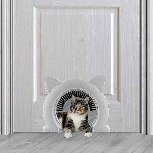 Cat Door,Wulikeke Interior Cat Door with Removable Cleaning Grooming Brush Pet Door for Cats Indoor Cat Door, with Screws Interior/Install Easily /Interior cat Door Without Flap