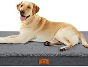 CozyLux Dog Beds for Large Dogs - Large Dog Bed for 75lbs, Egg-Crate Foam Pet Bed Mat, Removable Washable Cover, Dark Grey