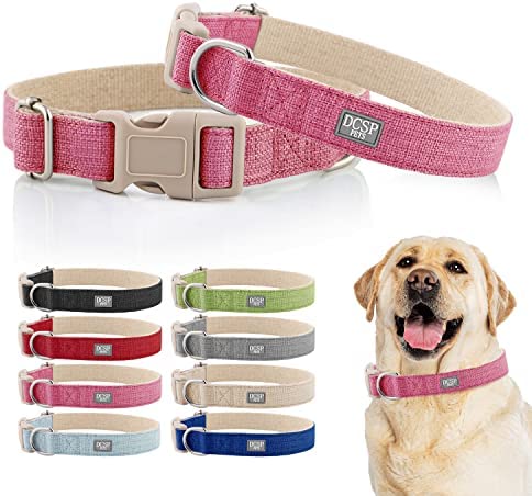 DCSP Pets Dog Collar – Heavy-Duty Dog Collar for Small Dogs, Medium and Large – Eco-Friendly Natural Fabric – Durable and Skin-Friendly – Soft Dog Collar for All Breeds – Extra Small, Pink
