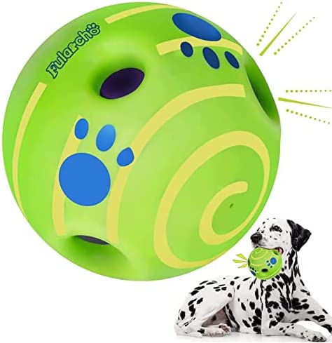 Dikeiuta Giggle Ball Dog Toy for Aggressive Chewer, Thicken Durable Natural Wobble Wag Dog Ball for Medium Large Big Dogs, Interactive Fun Giggle Noise Sounds When Shake or Roll