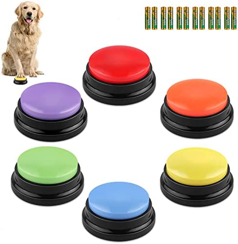 Dog Buttons for Communication 6 Packs Dog Talking Button Set, Louder and Clearer Recordable Pet Buttons Buzzers, Dog Speaking Training Buttons Teach Your Pet to Talk, Funny Game & Gift for Your Dogs