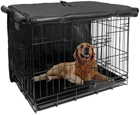 Dog Crate Cover Pet Kennel Cover for 42 Inch Wire Dog Cage with1 2 3 Doors. Durable Waterproof 600D Oxford Fabric Indoor/Outdoor Black