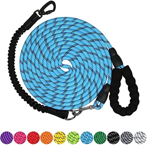 Dog Leash - 5FT 10FT 15FT 20FT 30FT 50FT 100FT Heavy Duty Leash with Swivel Lockable Hook and ,Reflective Threads Bungee Dog Leash for Walking,Hunting,Camping Yard for Small Medium Large Dog