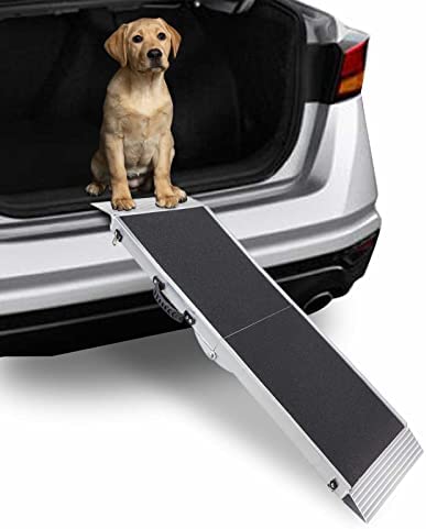 Dog Ramps for Large / Small Dogs,RV Dog Ramps, Portable Lightweight Pet Ramp, Fold Dog & Cat Ramp for SUV, Truck, Stairs, Outdoor, No-Skid and High Traction Surface, 400LBS Load Capability, 60" * 15"
