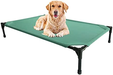 FOwldsen Elevated Dog Bed Outdoor Dog Bed Large Dog Bed Portable Raised Dog Bed, with Washable & Breathable Mesh, Sandwich mesh Fabric Indoor & Outdoor Use Multiple Sizes Color (Large, Green)