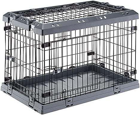 Ferplast Superior Hybrid ECO Dog Crate and Playpen, 30-inch Dog Crate, Gray