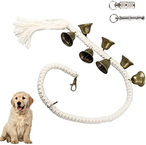 HANIML Dog Door Bell for Training Dogs to Go Out and Potty - Adjustable Length Hanging Brass Pet Door Bell - for Small and Large Dogs to Go Outside
