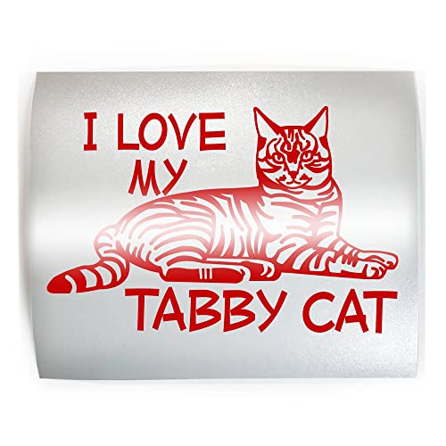 I LOVE MY TABBY CAT - PICK COLOR & SIZE - Tiger Toyger Feline Breed Pet Vinyl Decal Sticker D