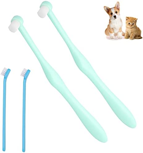 JGocot Small Dog Toothbrush, Cat Toothbrush|Mini Head|Micro Nano Bristle|Ultra Soft Pet Toothbrush for Sensitive Gum, Dog Dental Care Kit for Puppy,Kitten,Cats&Small Breed Dogs-Cyan