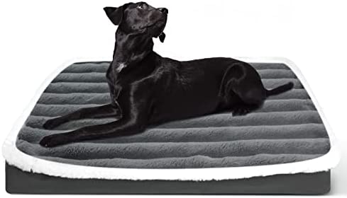 Lasaas Dog Crate Bed Orthopedic Dog Bed Waterproof Lining Egg-Crate Foam Kennel Padded Pet Sleeping Mat for Large Medium Small with Removable Washable Cover Dark Grey L