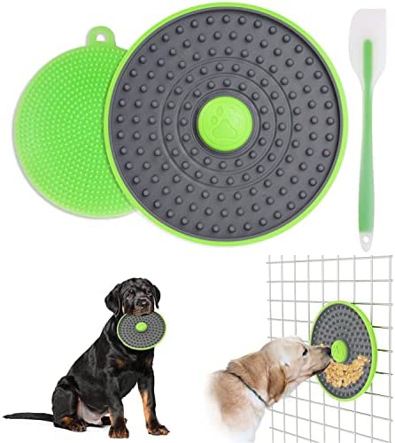 Lick Mat for Dogs, Slow Feeder for Cat, can Use for Dog Crate, Pet Feeder Toys Treater Bowls, Dog Training Toys/Dog Frisbees, Peanut Butter Lick Plate for Boredom&Anxiety Reduce, Bathing,Grooming