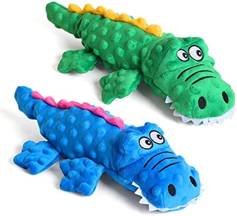M&MKPET Dog Toys Squeaky Dog Toys for Large Dogs Durable Interactive Dog Toys for Medium Dogs Plush Dog Toy Dog Chew Toys for Puppy Small Dogs(Crocodile)