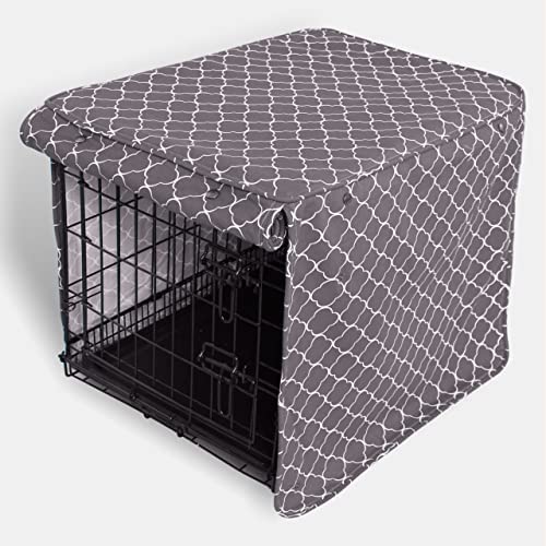 Molly Mutt Clark Gable 42-inch Dog Crate Cover, Extra Large Kennel Cover Measures 42” x 28” x 31”, Two Panel Doors Roll Up, Made from Machine-Washable 100% Cotton Durable, Breathable & Pre-Shrunk