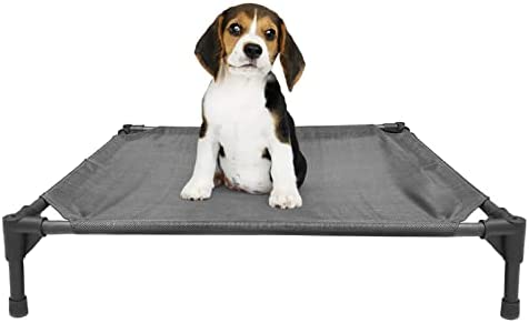 NBVAIGJ Elevated Dog Bed for Medium - Portable Raised Dog Bed Outdoor & Indoor 32x25x8in for Camping or Beach Washable Dog Bed,Durable Chew Proof Dog Hammock Bed with Breathable Mesh ,Black