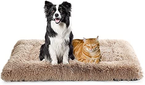 Pets Dog Beds Plush Dog Beds with Non-Slip Bottom Fit Wire Dog Crates Machine Wash & Dry (42 inch, Brown)