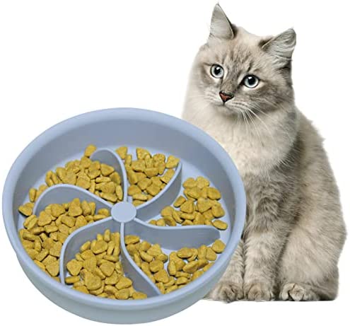 Slow Feeder Cat Bowl, Silicone Slow Feeder Small Dog Bowls , Fun Interactive Bloat Stop Puzzle Feeders, Pet Bowl Health Eating Diet, Eco-Friendly Non-Skid No Spill Water Bowl for Dogs & Cat