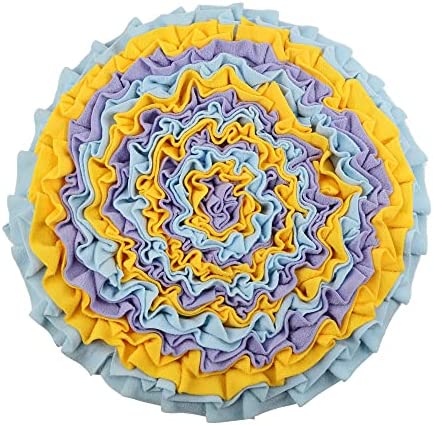 Snuffle mat for Dogs,Flower Shape Hand Woven Dog Sniffing Pad Training Slow Feeding Mat Nosework,Blue&Yellow&Purple