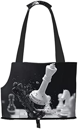 Soft Sided Travel Pet Carrier Tote Hand Bag 3D-Black-White-Chess-Battle Portable Small Dog/Cat Carrier Purse