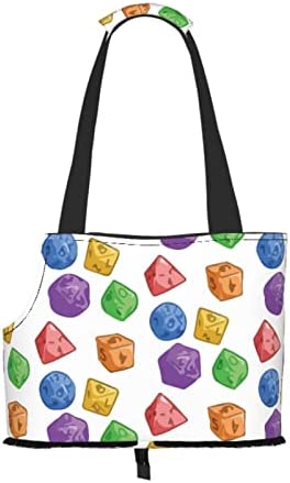 Soft Sided Travel Pet Carrier Tote Hand Bag Rainbow-Jelly-Dice-Word Portable Small Dog/Cat Carrier Purse