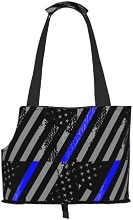 Soft Sided Travel Pet Carrier Tote Hand Bag Thin-Blue-Line-Flag-Police Portable Small Dog/Cat Carrier Purse
