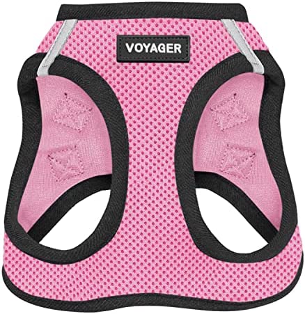 Voyager Step-in Air Dog Harness - All Weather Mesh Step in Vest Harness for Small and Medium Dogs by Best Pet Supplies - Harness (Pink/Black Trim), XXX-Small