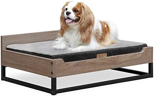 Wooden Dog Bed and Dog Couch with Water-Resistant Mattress, Small to Medium Elevated Pet Bed with Calming mattress, Greenguard Gold Certified, Dog Beds & Furniture, Milo - TailZzz